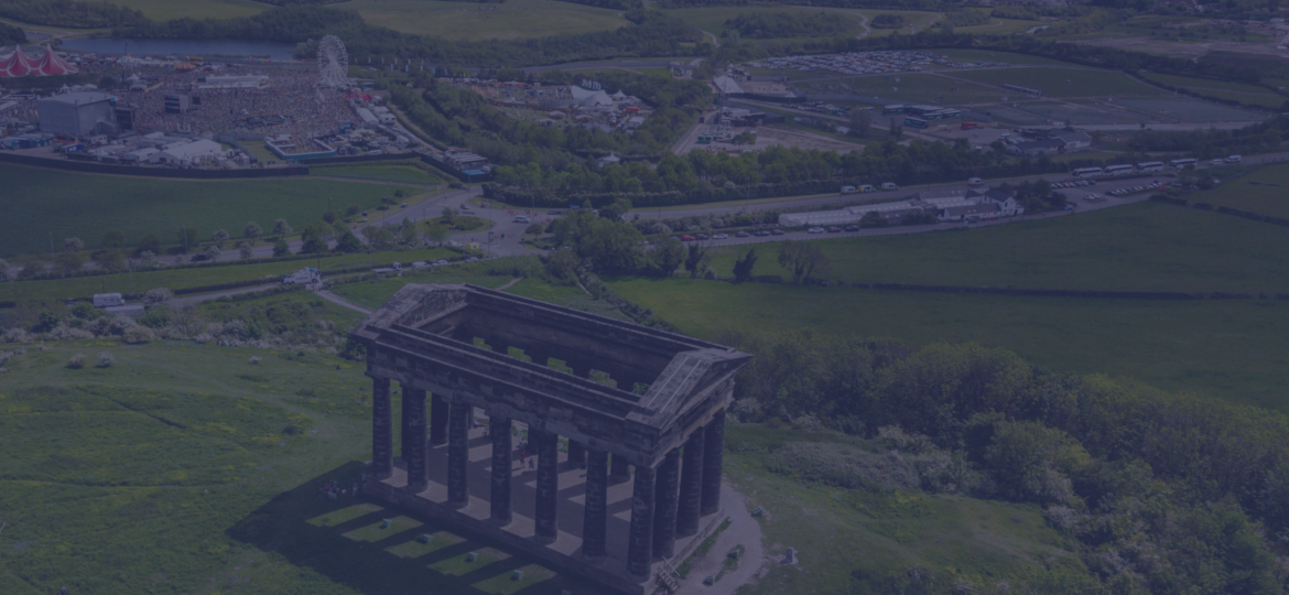 bird's-eye view of Herrington Park, Sunderland, during Radio 1's Big Weekend